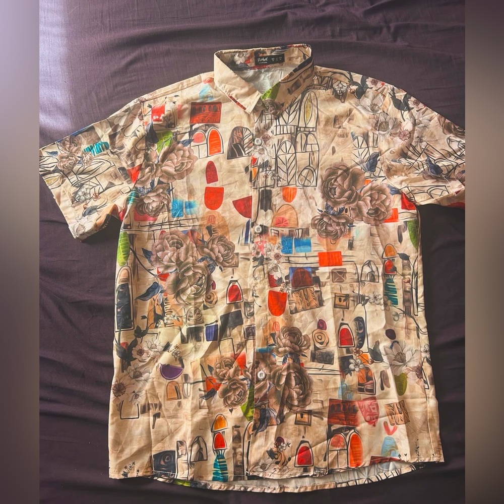 ROMWE Men’s Floral Hawaiian Shirt size M